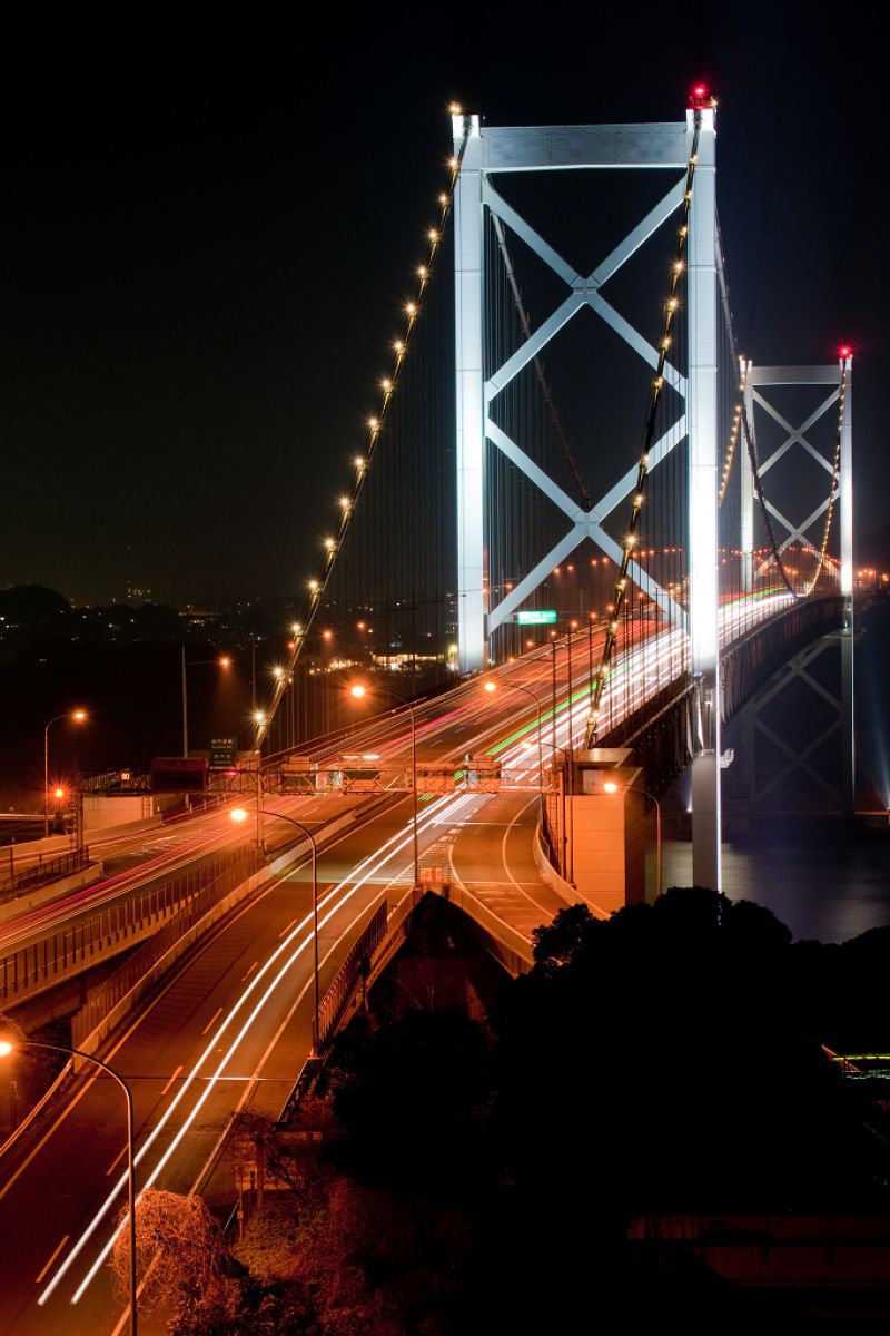 ライトアップ関門橋 街並み 建物 夜景 Ganref