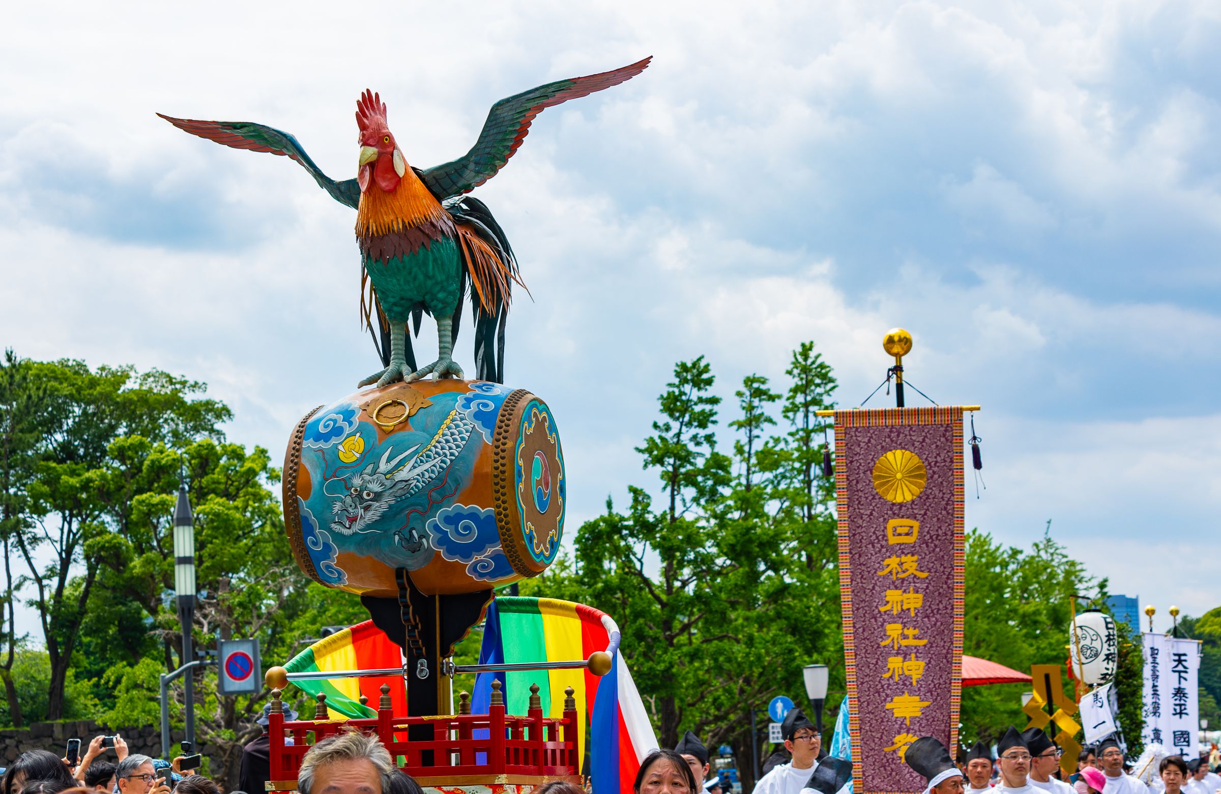 銀製/諫古太鼓/太鼓乗鶏/置物/共箱 ガラスケース付/縁起物/骨董品/