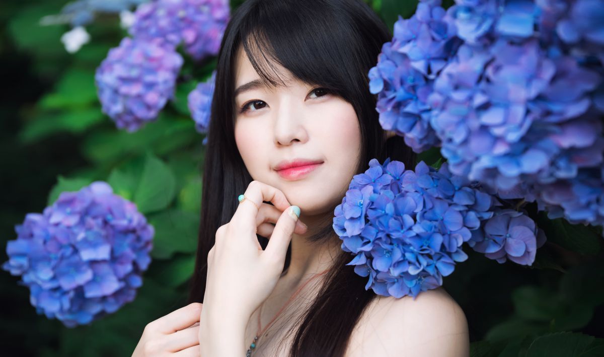 紫陽花ポートレート 人物 女性 Ganref
