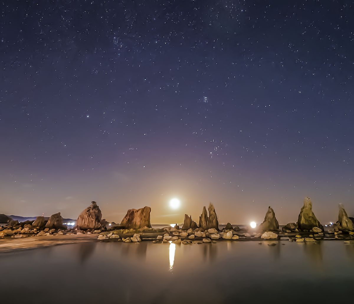 橋杭岩の月夜 自然 風景 宇宙 天体 Ganref