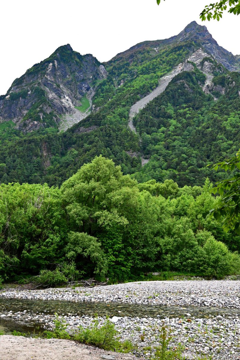明神山荘へのトレッキングパスから梓川と明神岳を撮るJPG | GANREF