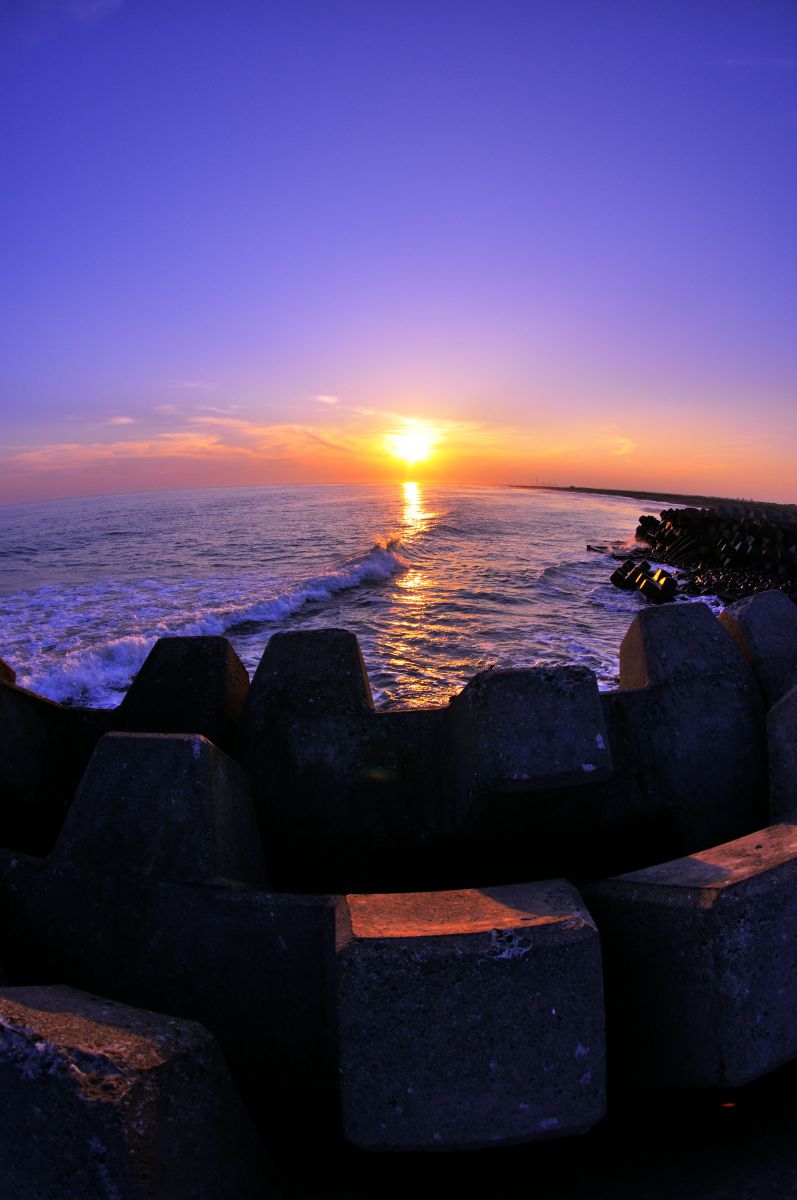 テトラポッドと夕日 自然 風景 海 Ganref