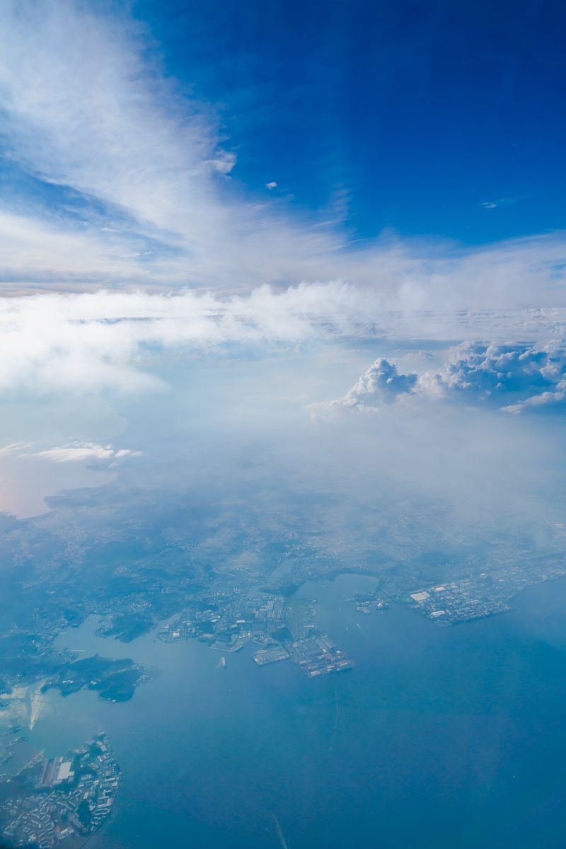 羽田発 機窓から 横須賀から金沢八景あたり 八景島シーパラダイス 乗り物 交通 航空機 空港 Ganref