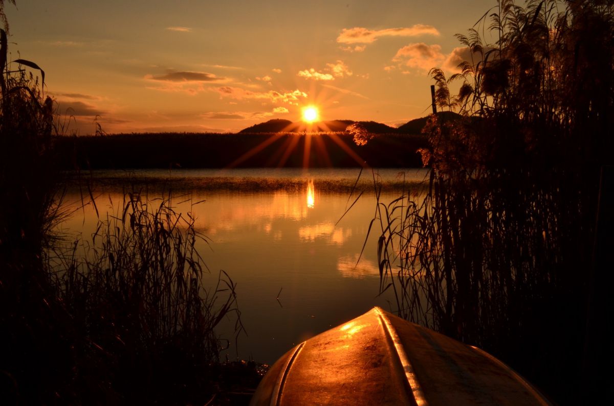 西の湖の夕日 自然 風景 湖沼 Ganref