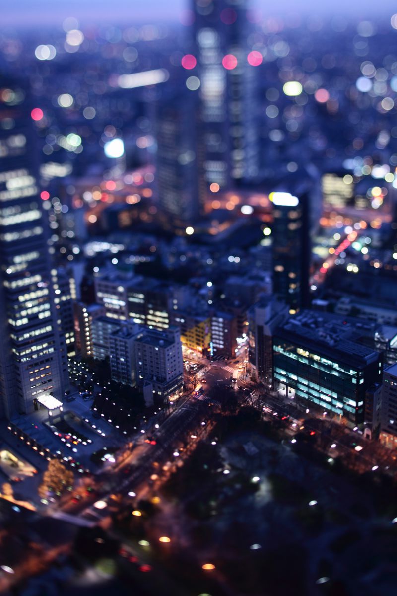 都庁南展望台より ミニチュア風に 街並み 建物 夜景 Ganref
