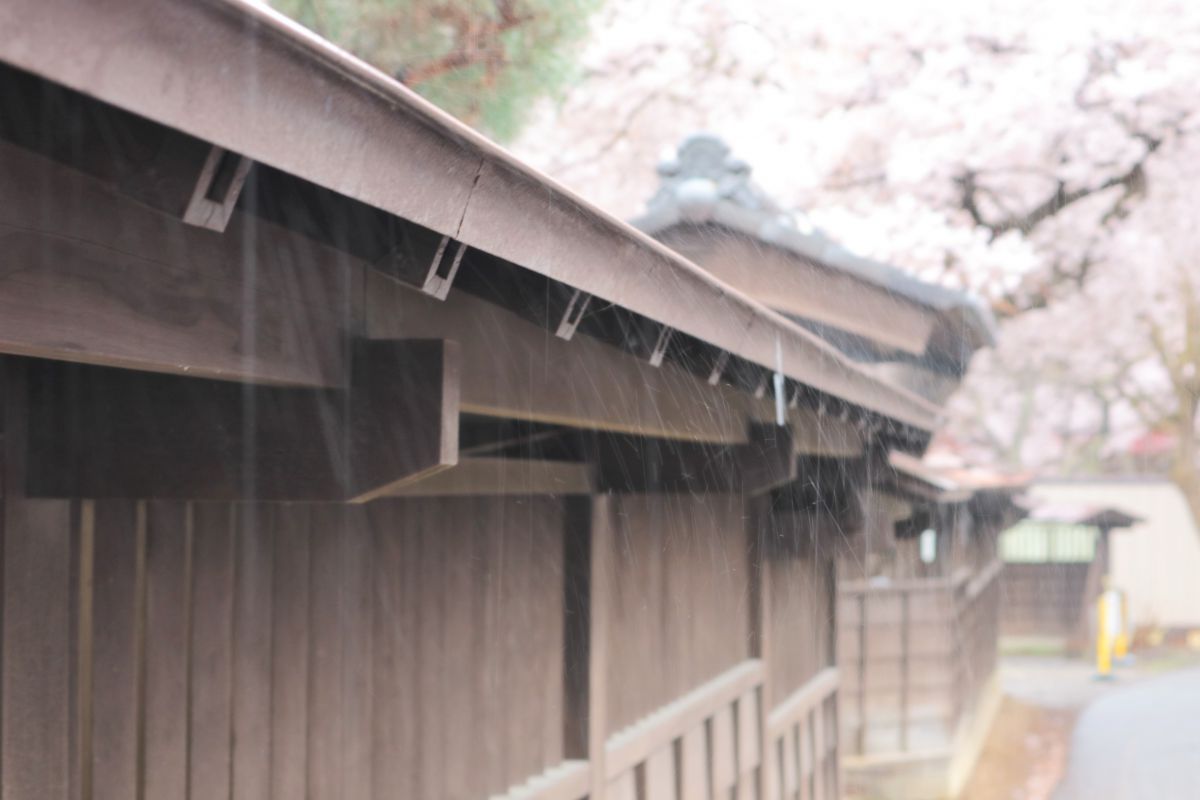 数寄屋門の雨模様 街並み 建物 住宅 Ganref