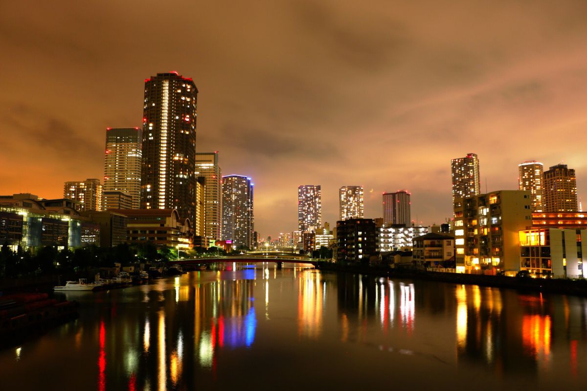 月島の夜景 街並み 建物 夜景 Ganref