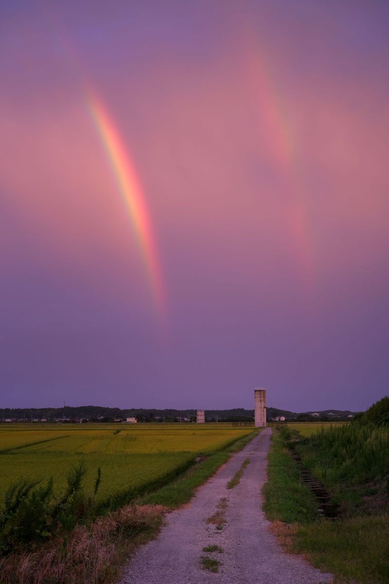 夜明けのダブルレインボー 自然 風景 空 雲 Ganref