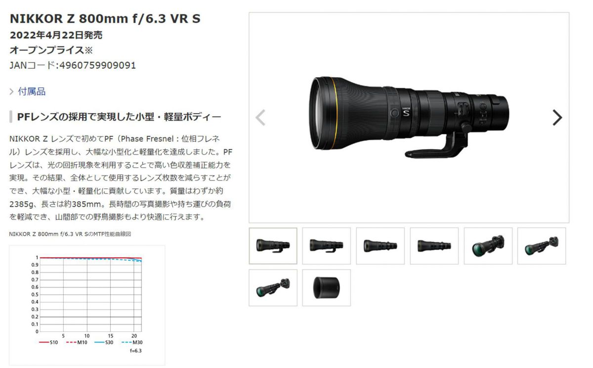 カメラレンズ 超望遠レンズ❗️800mm 重量約2.4kgの“ハチロクサン”が出た！ ニコンの超望遠レンズ