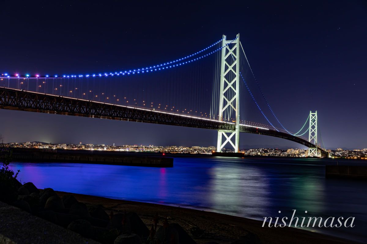 明石海峡大橋 淡路島 街並み 建物 夜景 Ganref