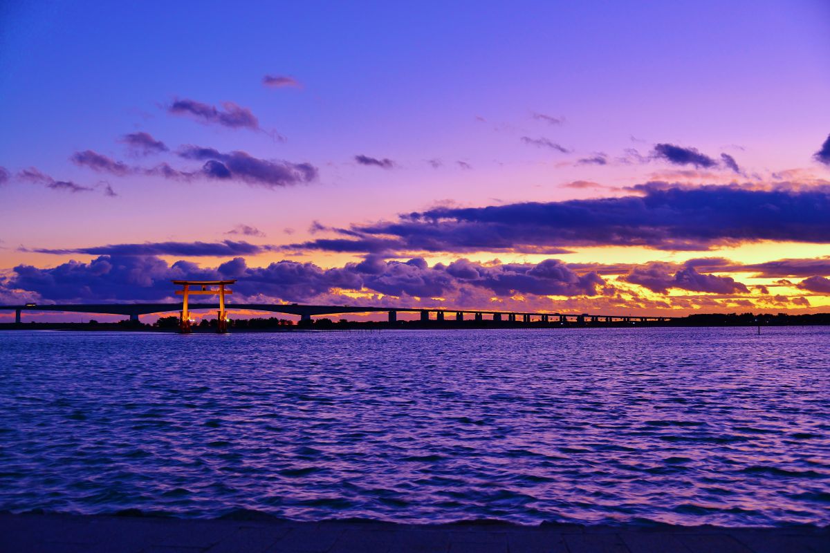 浜名大橋と夕照 自然 風景 海 Ganref