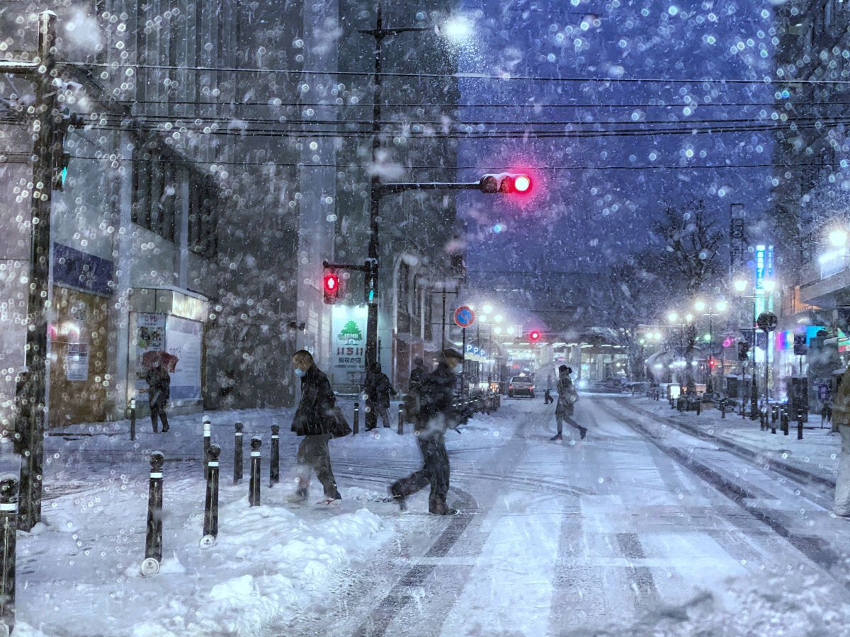 リトグラフ　都市の雪 雪降る街 | GANREF