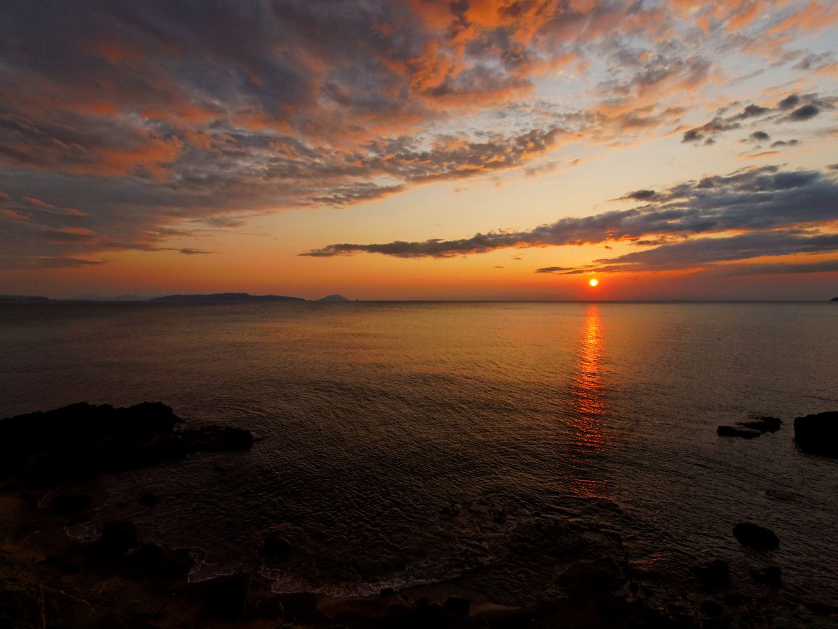 三苫海岸の夕日 自然 風景 海 Ganref