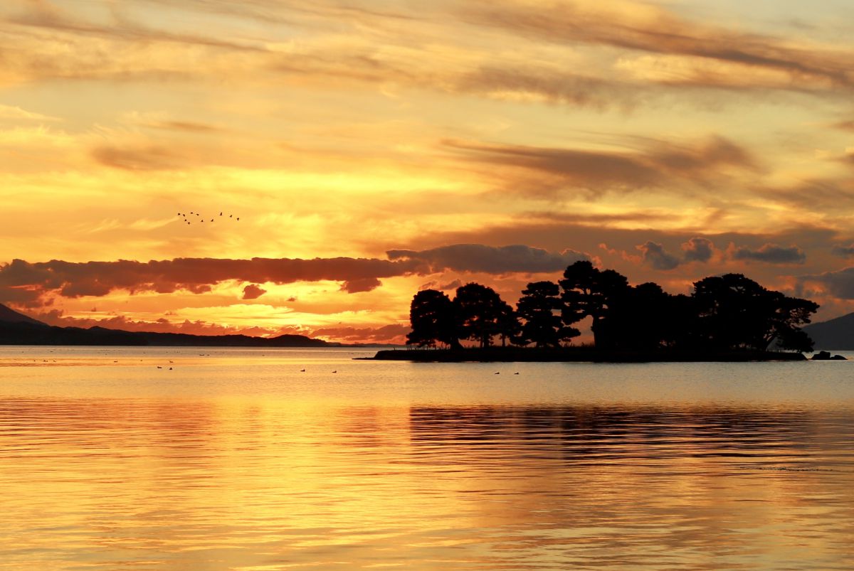 宍道湖の夕日 自然 風景 湖沼 Ganref