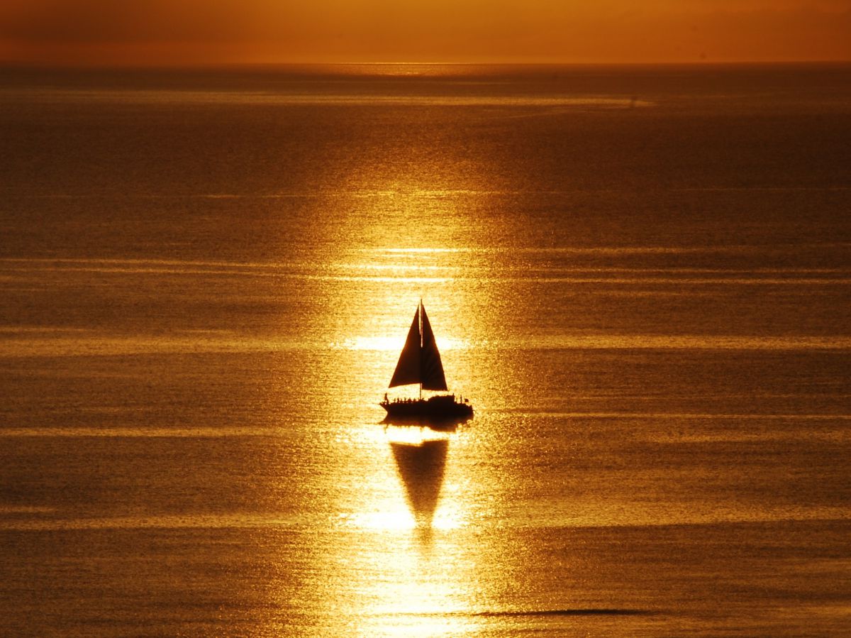 夕日とヨット 自然 風景 海 Ganref