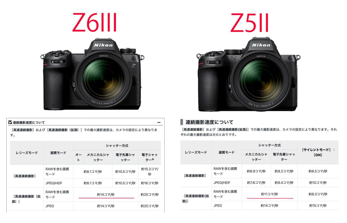 ニコン Z5II & Z6III」08-Z5IIとZ6IIIの連写性能検証実験結果 | GANREF
