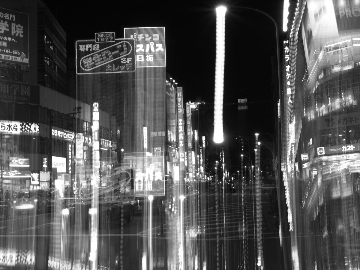 ネオンのカーテン 街並み 建物 夜景 Ganref