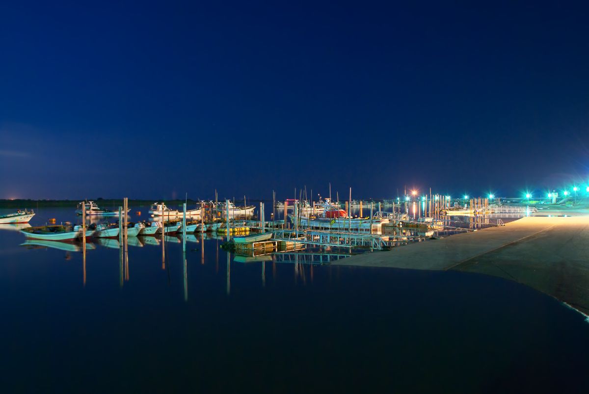 夜の波止場 自然 風景 河川 Ganref