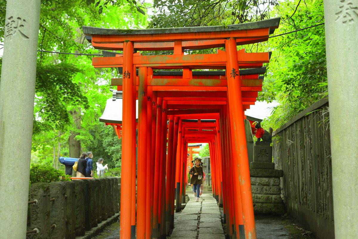 鳥居の中をかける女の子 街並み 建物 神社 寺 教会 Ganref