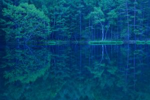 青色の自然風景画 湖と馬 東山魁夷の青 | チーム八ちゃん